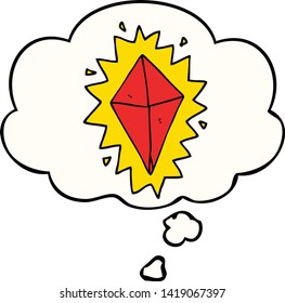 cartoon diamond with thought bubble
