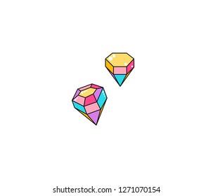 Cartoon diamond vector background. Cool patch illustration.