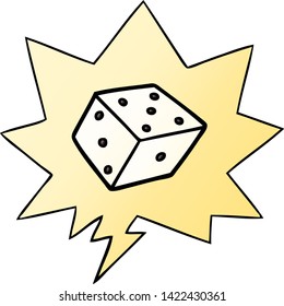 cartoon dice with speech bubble in smooth gradient style