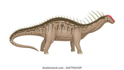 Cartoon dicraeosaurus dinosaur character. Isolated vector herbivorous, late jurassic dino characterized by a short neck with distinctive spiked vertebrae, stout body, and relatively small head