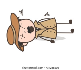 Cartoon Died Detective Vector Illustration