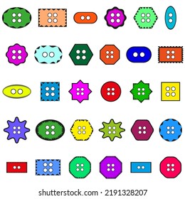 Cartoon different colored buttons clothes. Vector illustration. stock image.