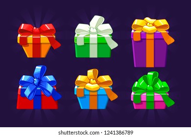 Cartoon different colored and shape Gift Box, vectors objects