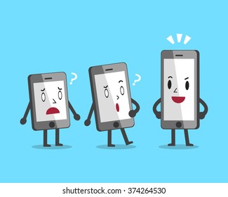 Cartoon different sized smartphones