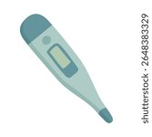 Cartoon digital thermometer in soft blue tones. Flat vector medical illustration for health check.