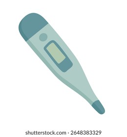 Cartoon termômetro digital em tons de azul suave. Ilustração médica de vetor plano para verificação de saúde.