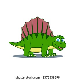 Cartoon Dimetrodon Cute Little Baby Dinosaur. Vector illustration