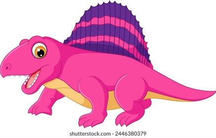 Cartoon dimetrodon on white background of illustration