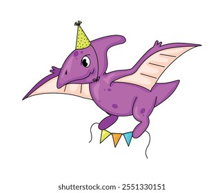 cartoon dino birthday party isolated