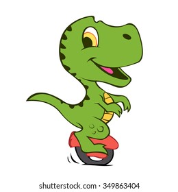 Cartoon dino on electric wheel