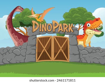 Parque de dinosaurios con dinosaurios en él