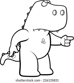 A cartoon dinosaur with an angry expression.
