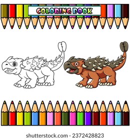 Cartoon Dinosaur ankylosaurus for coloring book