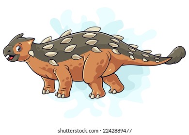 Cartoon Dinosaur ankylosaurus on white background