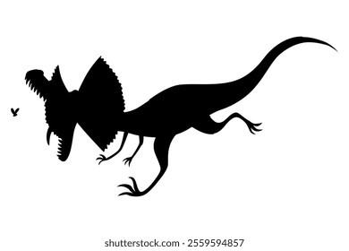 Cartoon dinosaur baby silhouette. Dino monsters icon. Prehistoric funny little monster for children theme. Vector illustration isolated on white