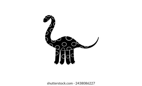 Cartoon dinosaur, black isolated silhouette