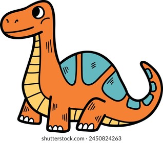 A cartoon dinosaur with a blue stripe on its back