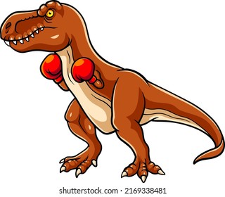 Cartoon dinosaur a boxing player