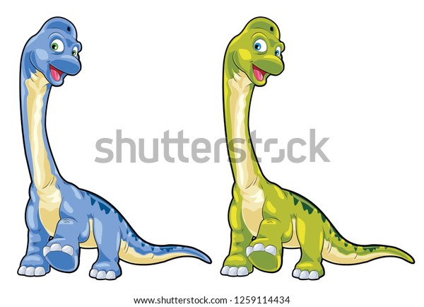 Cartoon Dinosaur Brachiosaurus 2 Color Scheme Stock Vector (Royalty