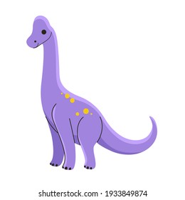 Cartoon dinosaur - brachiosaurus. Cute character for children. Vector illustration in cartoon style.