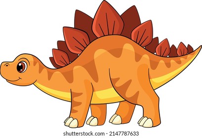 Cartoon dinosaur character. Cute smiling stegosaurus icon