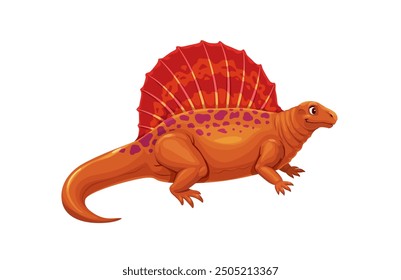 Personaje de dinosaurio de dibujos animados, lagarto prehistórico Edaphosaurus para niños, juguete de dinosaurio, reptil de Vector. Dinosaurio jurásico Edaphosaurus dino con cara linda para niños educación prehistórica o juego