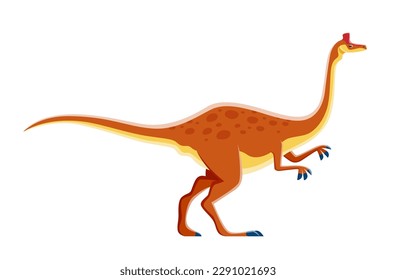 Cartoon dinosaur character, Pelecanimimus cute dino of Jurassic, vector kids toy lizard. Pelecanimimus dinosaur of ornithomimosaurian genus, extinct reptile and kids funny paleonotology cartoon animal