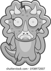 cartoon dinosaur character petrified triceratops character graphic illustration