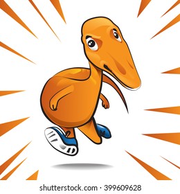 Cartoon dinosaur character of running. create by vector file 