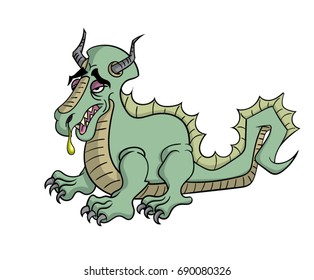 Cartoon dinosaur with a cold