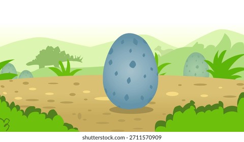 Vector de fondo de huevos de dinosaurio de dibujos animados, ilustración de fondo de tierra de dinosaurio, huevos, verde, diseño de Vector