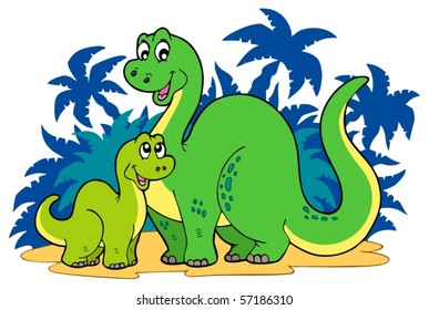 Cartoon Dinosaur Family - Vector Illustration.