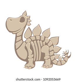 Cartoon dinosaur fossil. Vector illustration isolated on white background.