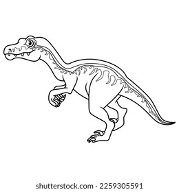 Cartoon dinosaur funny velociraptor on white background