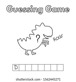 Cartoon dinosaur guessing game. Vector illustration for children education