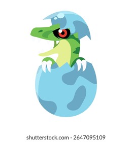 Cartoon Dinosaur Hatching from Egg