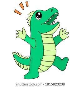 cartoon dinosaur is having fun. cartoon illustration cute sticker