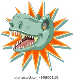 Cartoon dinosaur head with sharp teeth