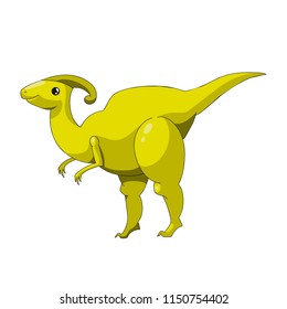 Cartoon dinosaur icon. Vector illustration with stroke. Ancient reptile character