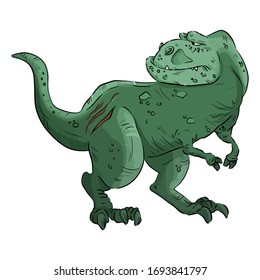 Cartoon dinosaur image. Cartoon image of an old cute comic style t-rex dinosaur. Tyrannosaurus rex dino hand drawn image