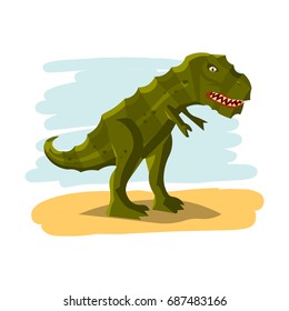 Cartoon dinosaur of the Jurassic period Tyrannosaurus in the style of flat