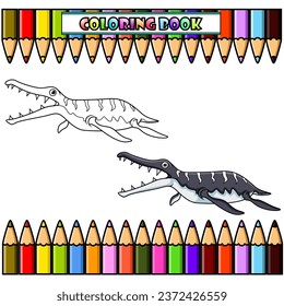 Cartoon dinosaur kronosaurus  for coloring book