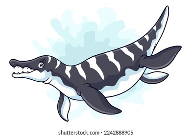 Cartoon dinosaur kronosaurus on white background