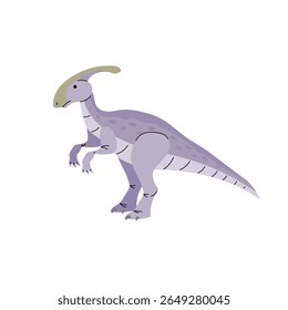 Desenhos animados de dinossauros parasaurolophus. Desenho de estilo moderno plano. Caractere do período Jurássico pré-histórico. Ilustração vetorial isolada em branco.
