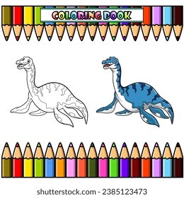 Cartoon Dinosaur plesiosaurus for coloring book