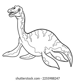 Cartoon Dinosaur plesiosaurus on white background