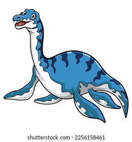 Cartoon Dinosaur plesiosaurus on white background