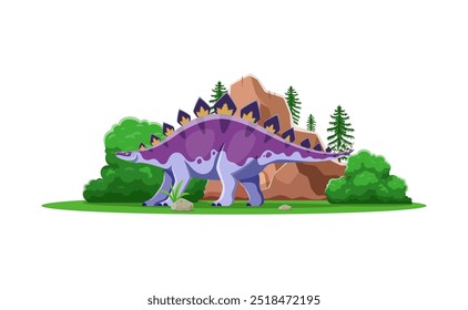 Dinosaurio de dibujos animados, personaje prehistórico de Dravidosaurus Lagarto jurásico, Vector niños dino. Personaje de dinosaurio divertido prehistórico o Dravidosaurus en el bosque de la selva, lagarto o reptil de la era prehistórica