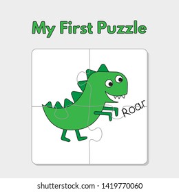 Cartoon dinosaur puzzle design. Vector illustration for children education