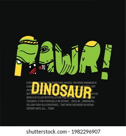 Cartoon dinosaur roar illustration vintage poster  In the geometric frame Roar logo poster or t-shirt textile graphic design Vector hand drawn illustration black  background.